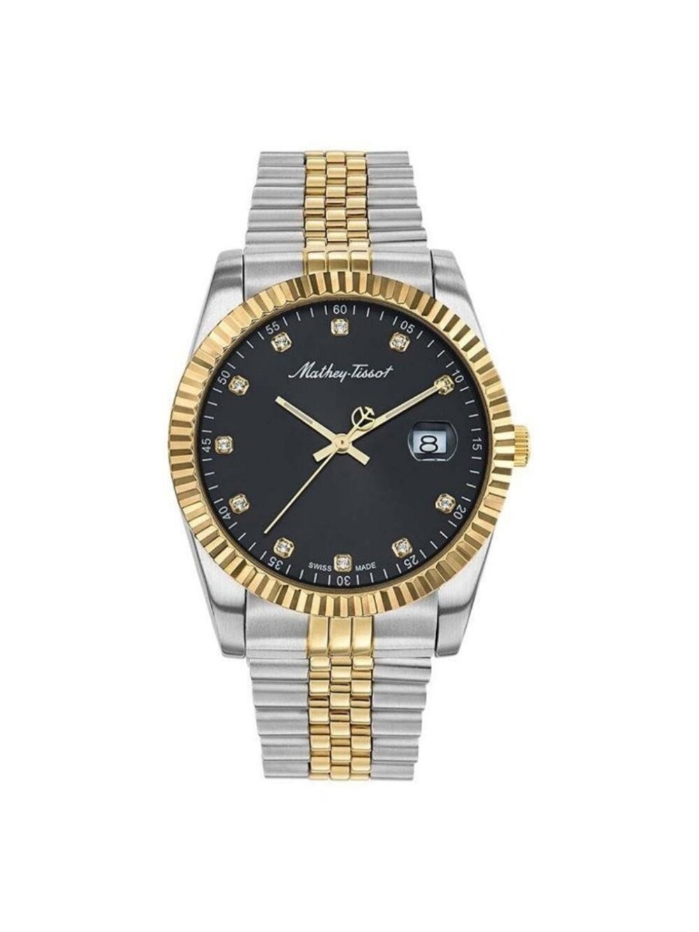 NWT Mathey-Tissot Rolly III Crystal Black Dial Men's Watch